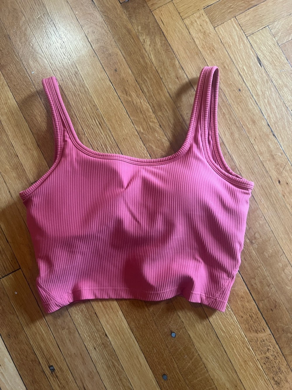 Red Ribbed Crop Tank Top